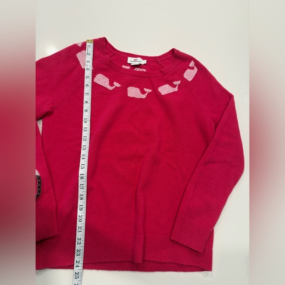 Vineyard Vines Hot Pink Lambswool Sweater with Whale Pattern Sz Large - Picture 4 of 9